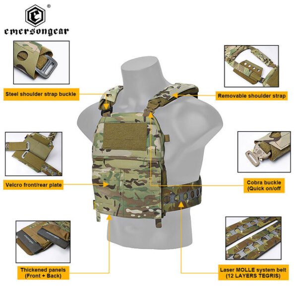 Tactical plate carrier combat vest airsoft plate carrier airsoft vest emersongear fro style (10)