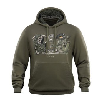 Military style hoodie time ranger green front view