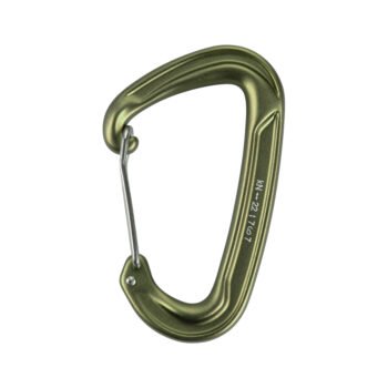 Outdoor carabiner type 3 in army green, front view for camping and hiking