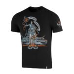 Side view of Steel Knight military graphic T-shirt