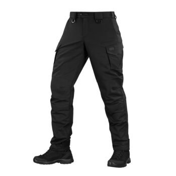 Side view of stretch tactical pants black