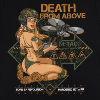 Tactical pin up artwork with drone warfare theme