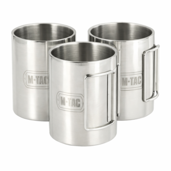 stainless steel thermo mugs folding handle set