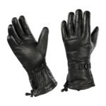 Winter leather tactical glove front view natural leather construction
